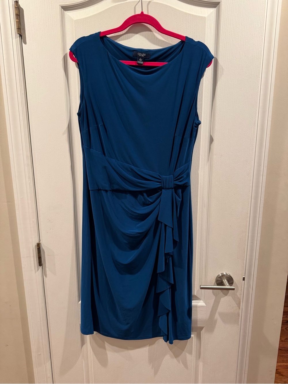 Chaps Slate Blue Sleeveless Knot-Front Midi Dress Sz Large